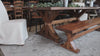 7'L x 45"W Trestle Table with our <a href=trestle-bench__trestle-3.html Bench</a> in the Tuscany Finish and <a href=extra-tall-windsor-dining-chair__tall-3.html Windsor Chairs</a> painted black with our <a href=brady-slipcover-chair__brady-13.html Slipcover Chairs</a> as featured in our Store+Woodshop in Arkansas.