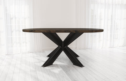 Oval Shiloh Industrial Steel Pedestal Table