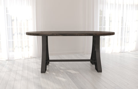 Oval Amelia Industrial Steel Table